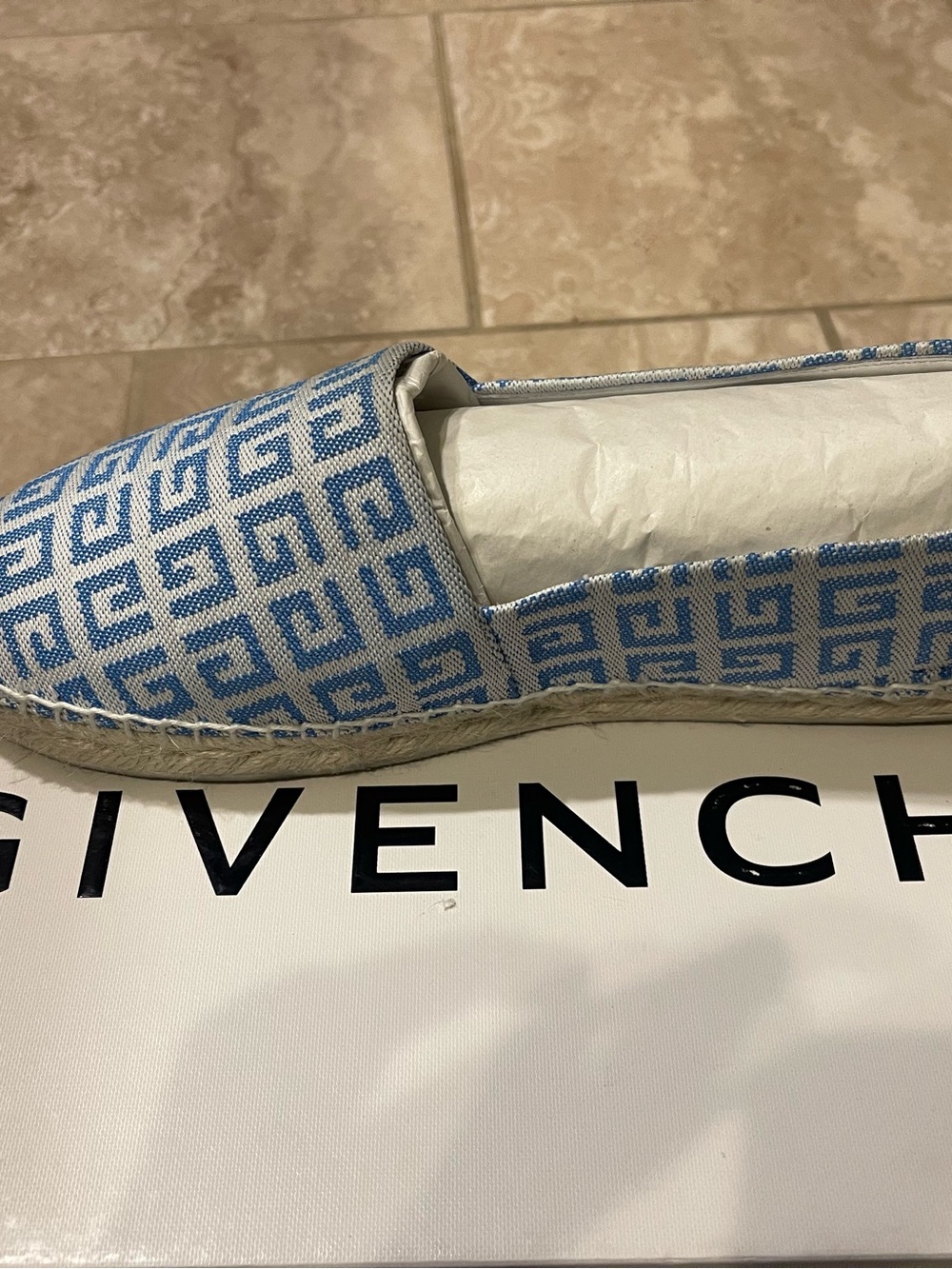 Givenchy Blue White Monogram Canvas Espadrilles
